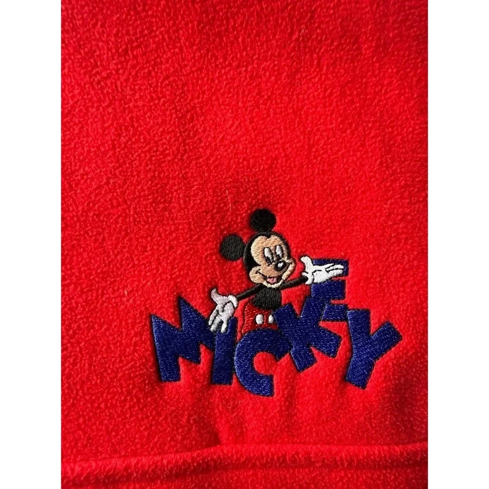 Disney Mickey Mouse Jacket Men XXL Red Fleece 1/4 Zip Pullover‎ Y2K Outewear